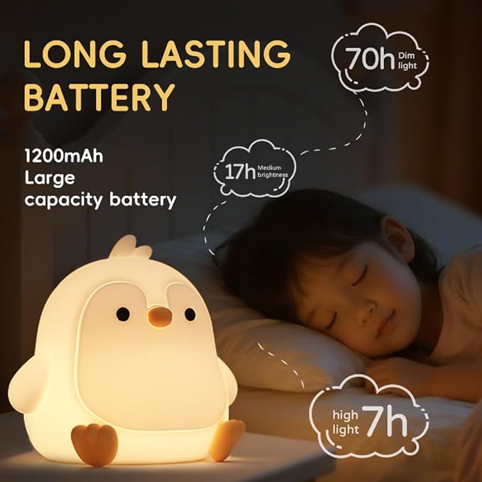 Penguin Night Light for Adults, Dimmable Cute Silicone Animal Nightlight - Image 5