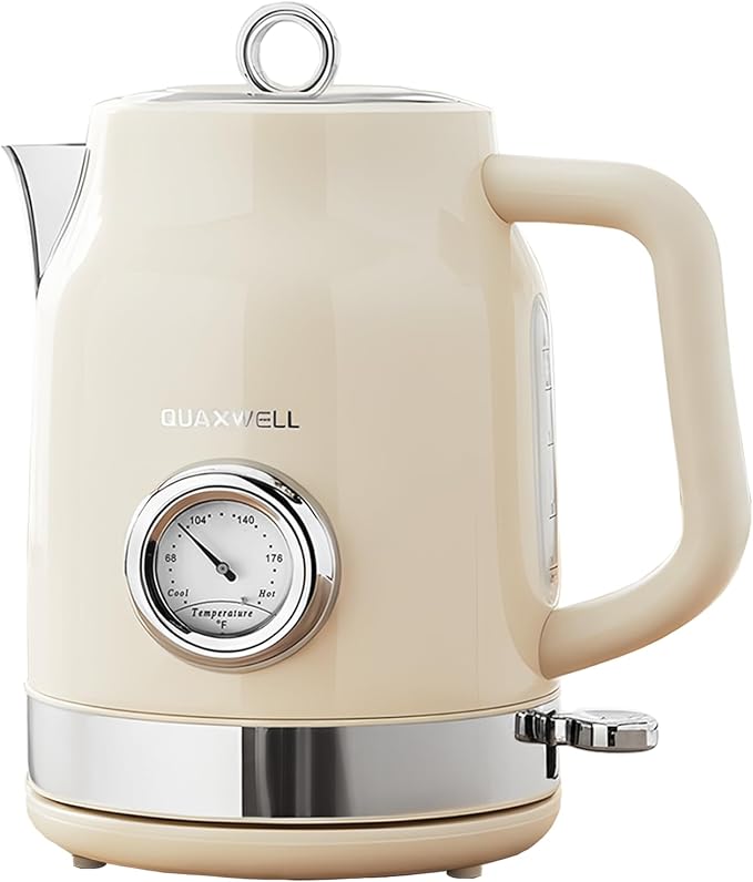 Retro Electric Kettle, 1.7L 304 Stainless Steel Tea Kettle by QUAXWELLProducts