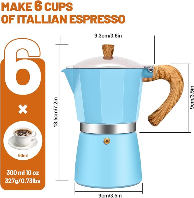 6 Cup Aluminum Espresso Stovetop Moka Pot Express Coffee Maker Percolator - Image 2