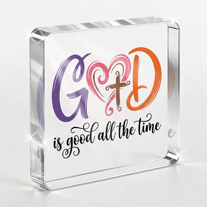 Christian Gifts for Women Desk Decor, Boho Inspirational Religious Acrylic Sign by PQV