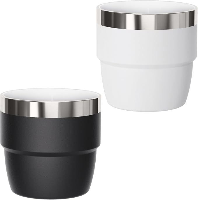 4 oz Small Espresso Cup, Ceramic-Lined 18/8 Stainless Steel, Double-Wall Vacuum by Cafezi