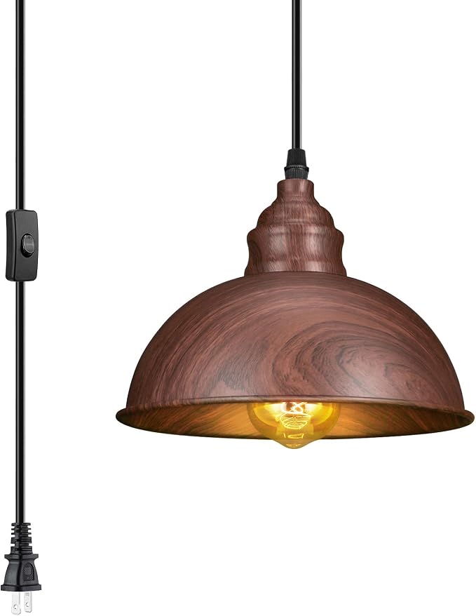 Plug in Pendant Light, 15FT Hanging Lights, On/Off Switch, Industrial Pendant by SoodMi