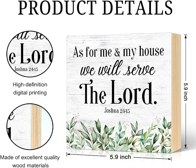 As for Me And My House We Will Serve The Lord Wood Block Plaque Box Sign for - Image 2