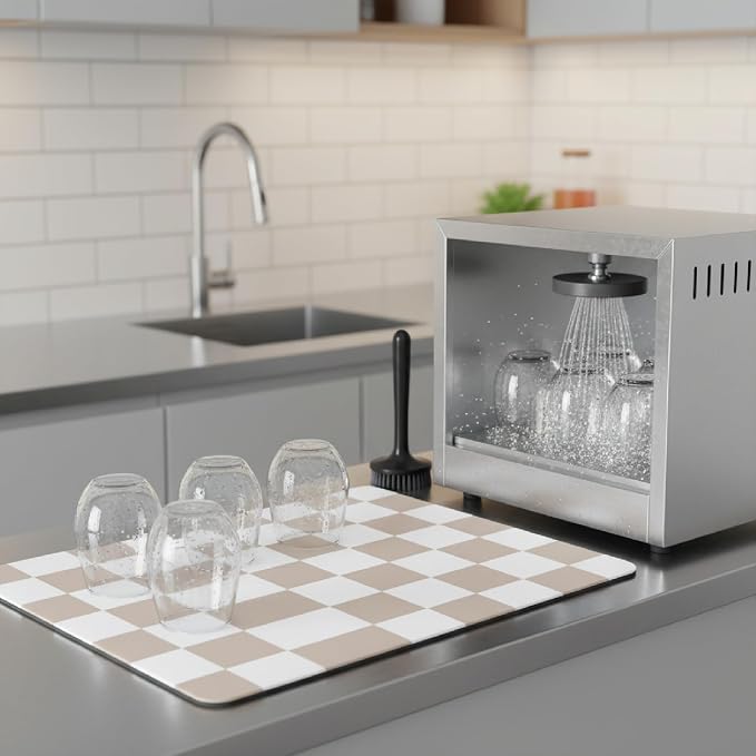 1-Piece Checkered Dish Drying Mat, Absorbent ​Kitchen Counter​ Protector by Unknown