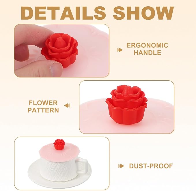 uxcell 3pcs Silicone Cup Lid, Universal Mug Covers - Image 3