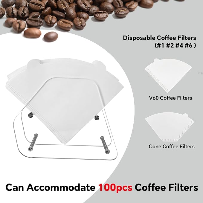 Acrylic Coffee Filter Holder Counter Stand Storage - Image 2