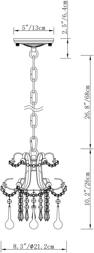 Mini Style Crystal Chandelier Pendant Light White - Image 6