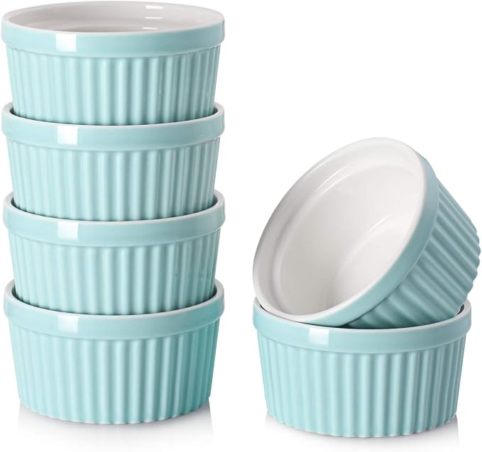 DOWAN Ramekins 6 oz Oven Safe for Creme Brulee Souffle, Porcelain Ramekin for by DOWAN