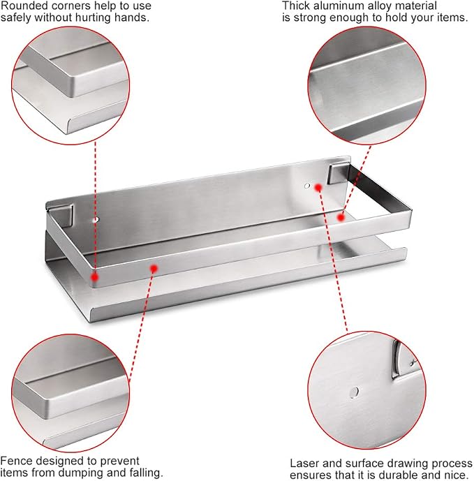 OwnMy Bathroom Shower Shelf Stainless Steel Bath Kitchen Basket Shower Caddy - Image 5