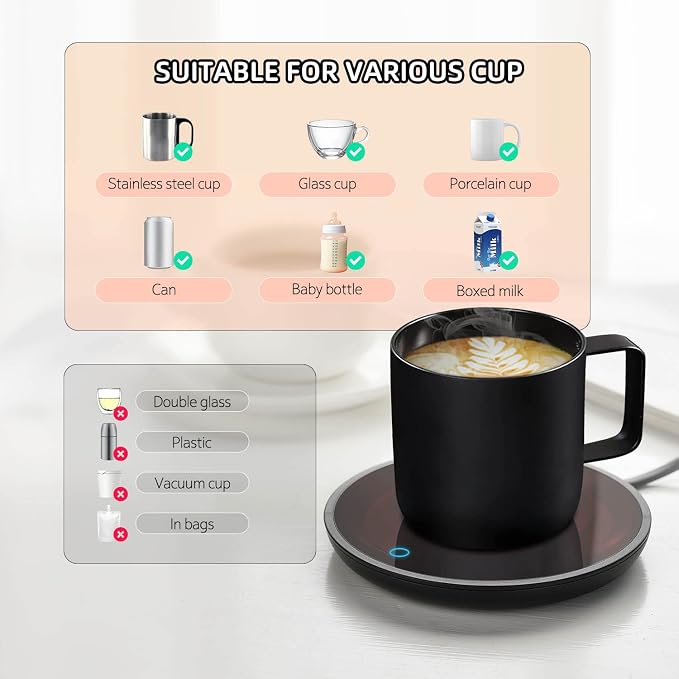 Mug Warmer, Candle Warmer Plate, 2-Temp Settings Coffee Mug Warmer, Portable - Image 3