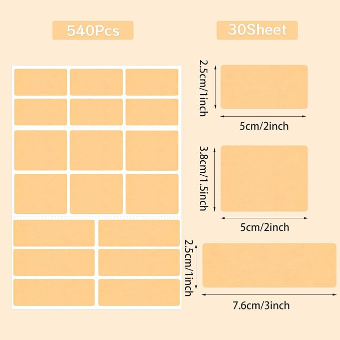 540Pcs Removable Food Labels, 3 Size Labels - Image 2