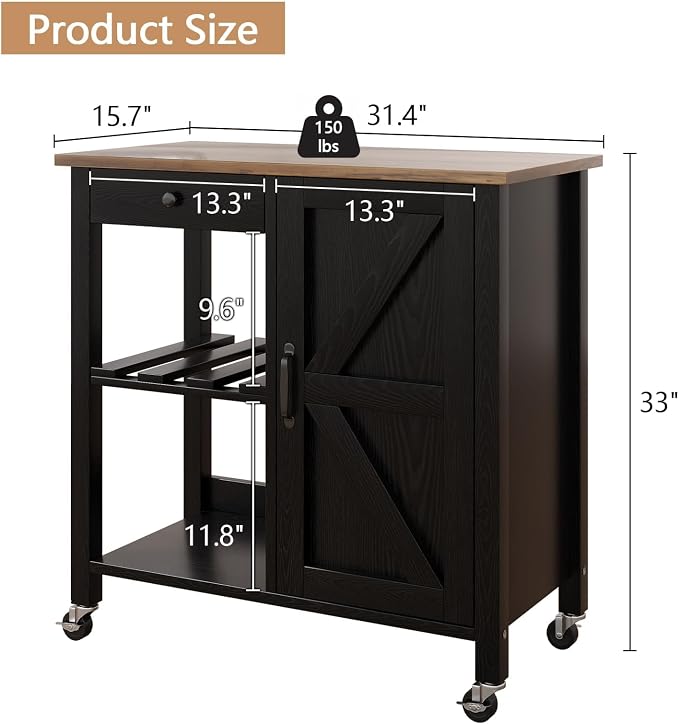 4 EVER WINNER Rolling Kitchen Island Cart - Image 2