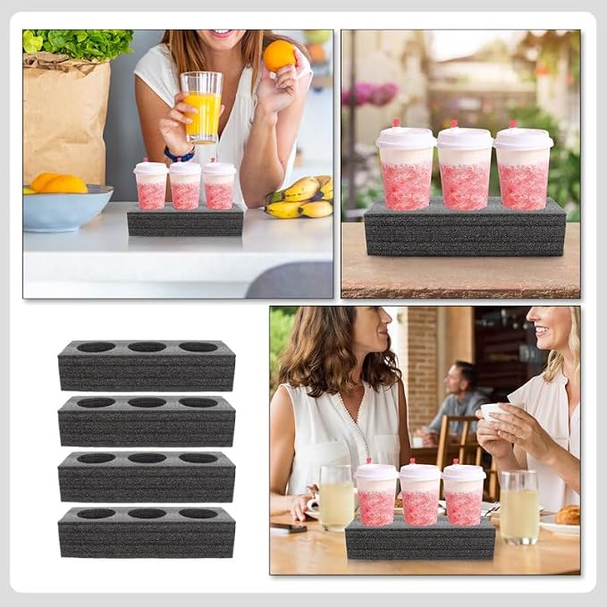 VOSAREA 4pcs Foam Cup Holder 11.79 Inch Pearl Wool Drink Carrier, Takeout Cup - Image 6