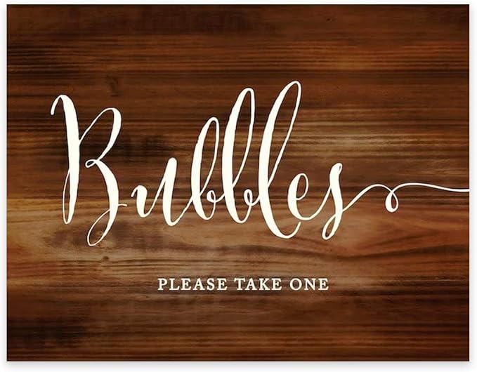 Andaz Press Wedding Party Signs, Rustic Wood Print, 8.5x11-inch, Bubbles Please by AndazPress