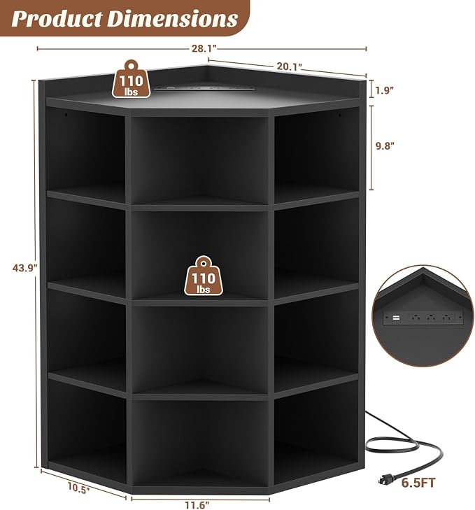 Aheaplus Corner Cabinet, 5-Tier Corner Bookshelf - Image 3