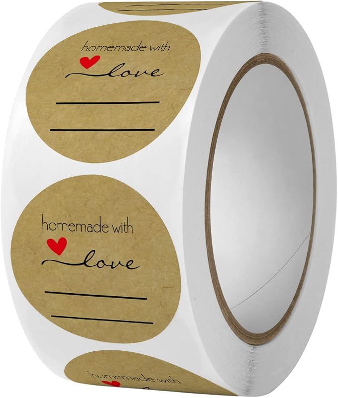 1000PCS Homemade with Love Stickers, 1 Inch Small Round Kraft Baking Stickers - Image 2