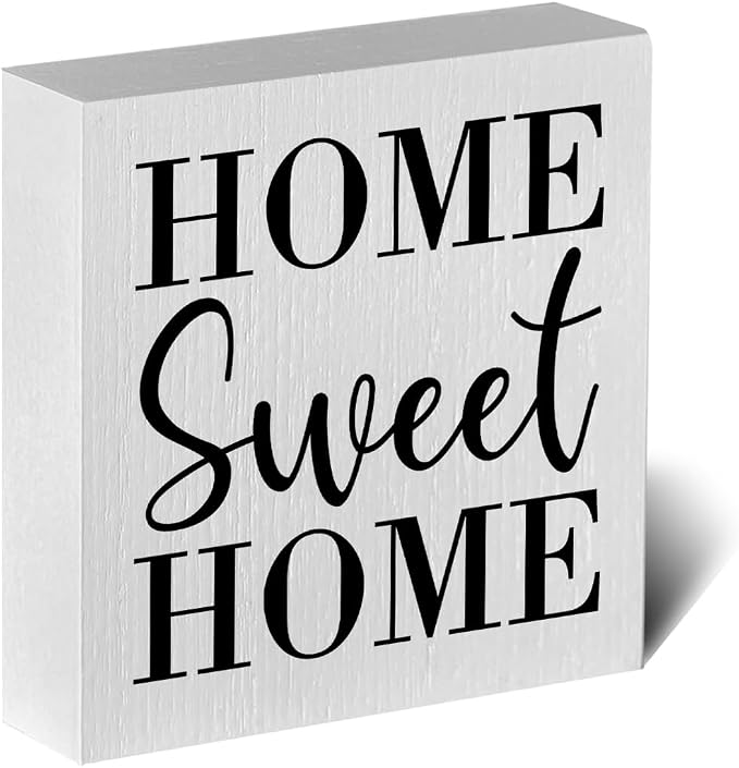 Home Sweet Home Rustic Farmhouse Style Wood Sign Art 5 x 5 Inch Wooden Box by ENGVZ