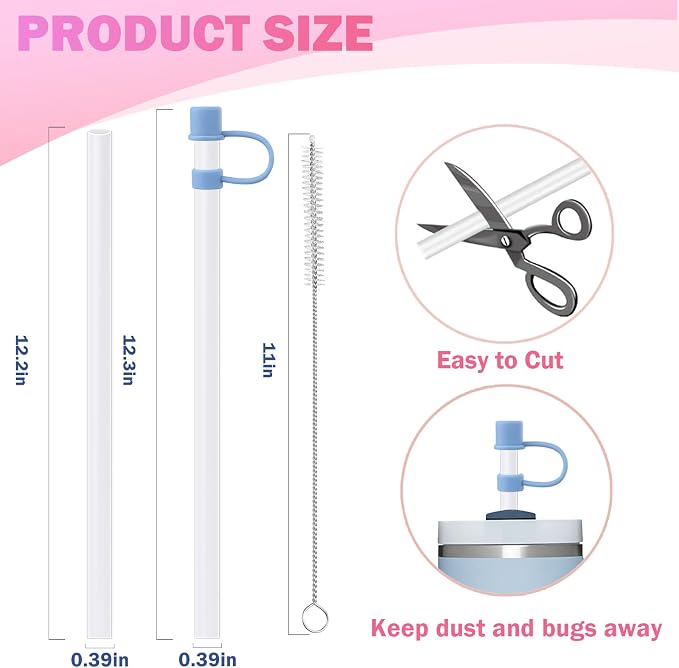 LUCKINEE 6pc Plastic Replacement Straws Reusable - Image 2