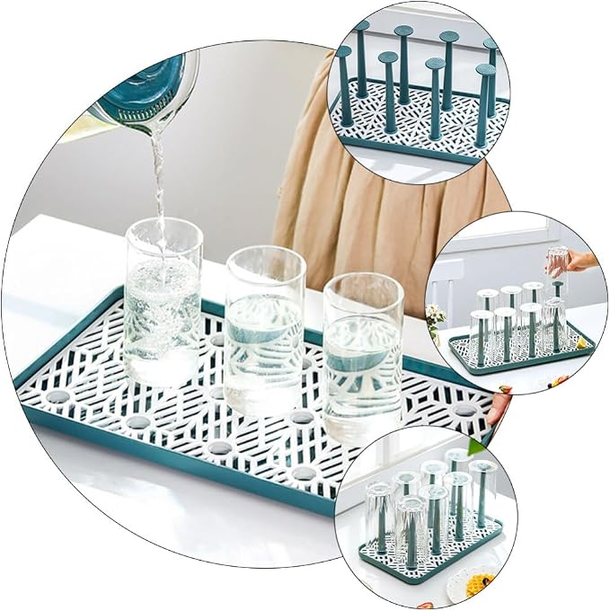 Veemoon Dishes Drying Rack Cup Drain Tray Mug Drainboard: Glass Drying Tray Mug - Image 5