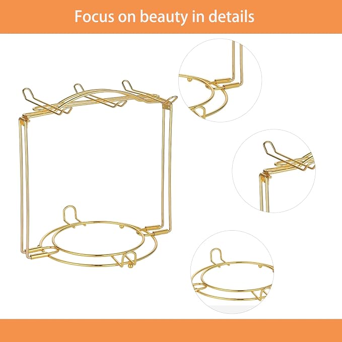 Gold Metal Cup and Saucer Display Stand Tea and Coffee Cup Holder - Image 3