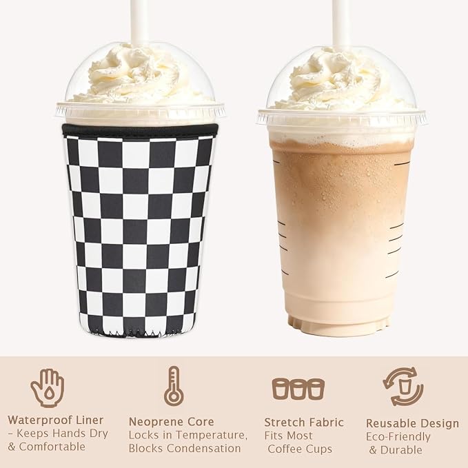 Reusable Insulated Neoprene Iced Coffee Cup Sleeve, Durable Drink Sleeve - Image 5