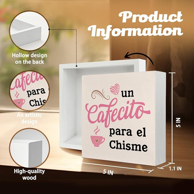 Funny Coffee Kitchen Signs, Farmhouse un Cafecito Para el Chisme, Spanish - Image 6