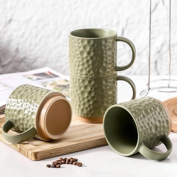 Nihow 16OZ Stackable Coffee Mug Set, Large Ceramic Coffee Mug Set of 4 - Image 6