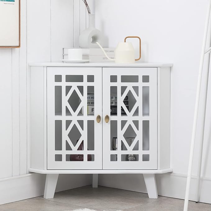 Scurrty Small Corner Table, Free-Standing Shelf Stand Storage Organizer - Image 3