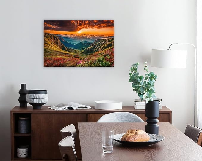 Sunrise Mountain Wall Art Great Smoky Mountain Canvas Prints Photo Living Room - Image 6