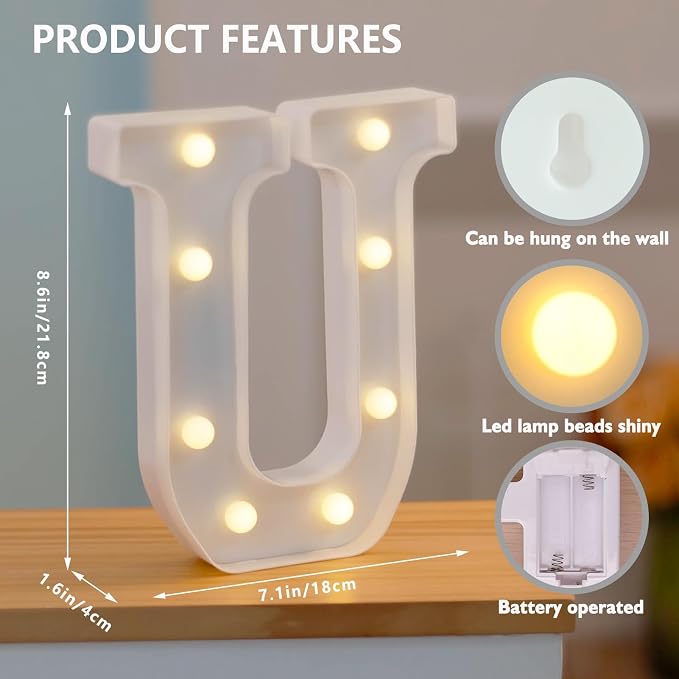 I Love You LED Marquee Letter Lights, Warm White Light Up Marquee I Love U - Image 2
