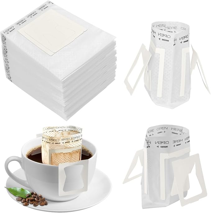 150 PCS Coffee Filter Paper Bags, Disposable Single Serve Drip Coffee Bags by Enenes