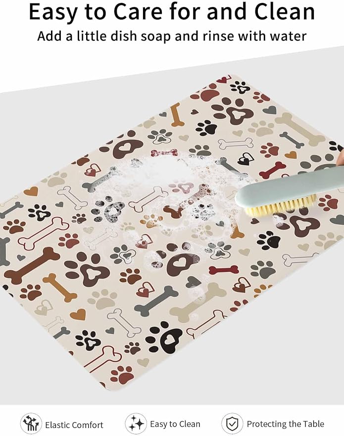 Dog Claws Coffee Mat Dog Bones Love Vintage Texture Absorbent Bar Mat - Image 7