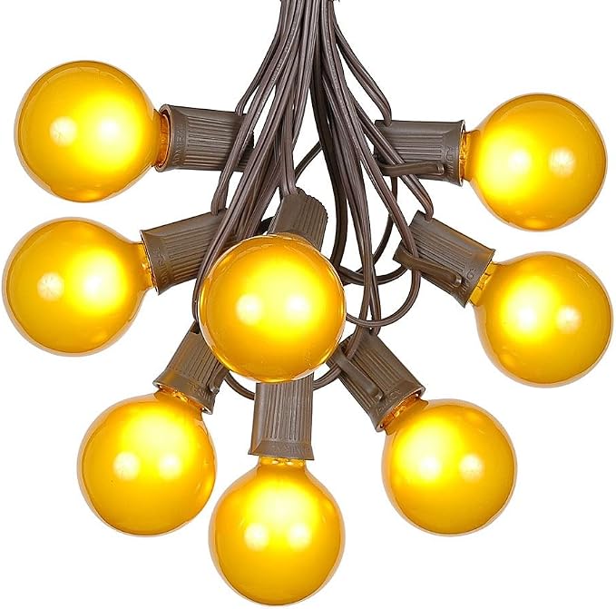 G50 Patio String Lights with 25 Yellow Globe Bulbs – Outdoor String Lights – by NoveltyLights-LightExperts