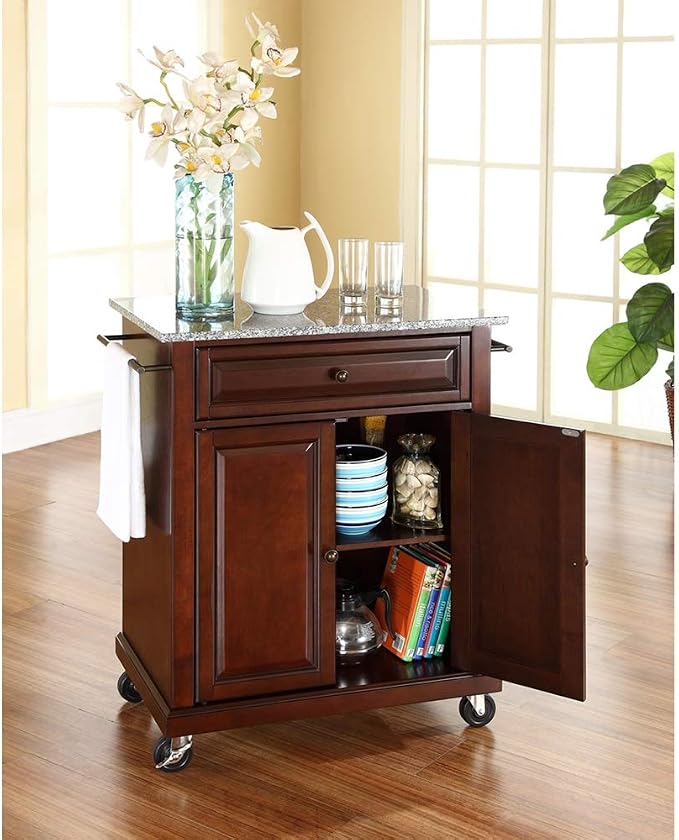 Crosley Furniture Compact Granite Top Small Rolling Cart - Image 4