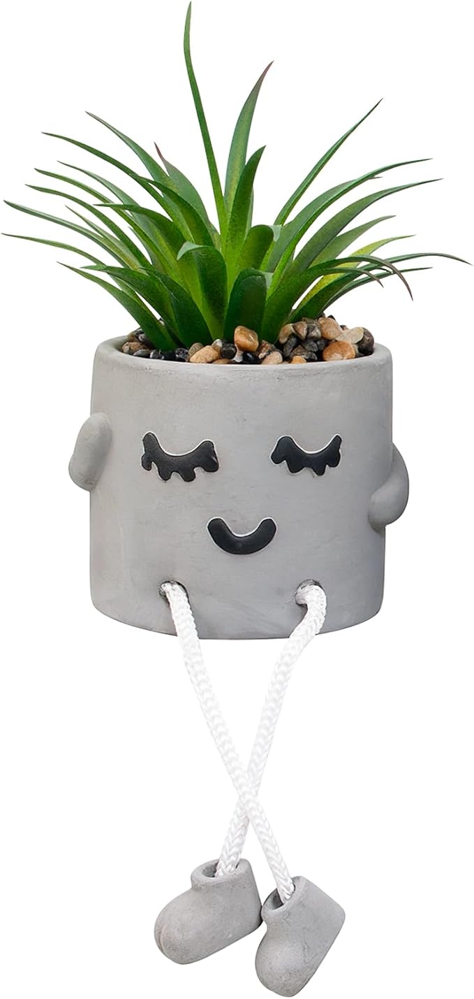 Cute Artificial Succulents Plants in Cement Pots by LUZOGA