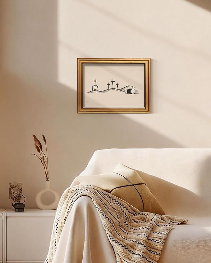 ARPEOTCY Gold Framed Canvas Wall Art, 12x16 Inch, Christian Minimalist Line Art - Image 4