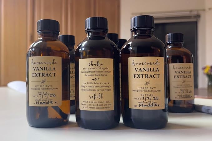 48 Pack Kraft Homemade Vanilla Extract Stickers 1.5×2 inch Square Vanilla - Image 4