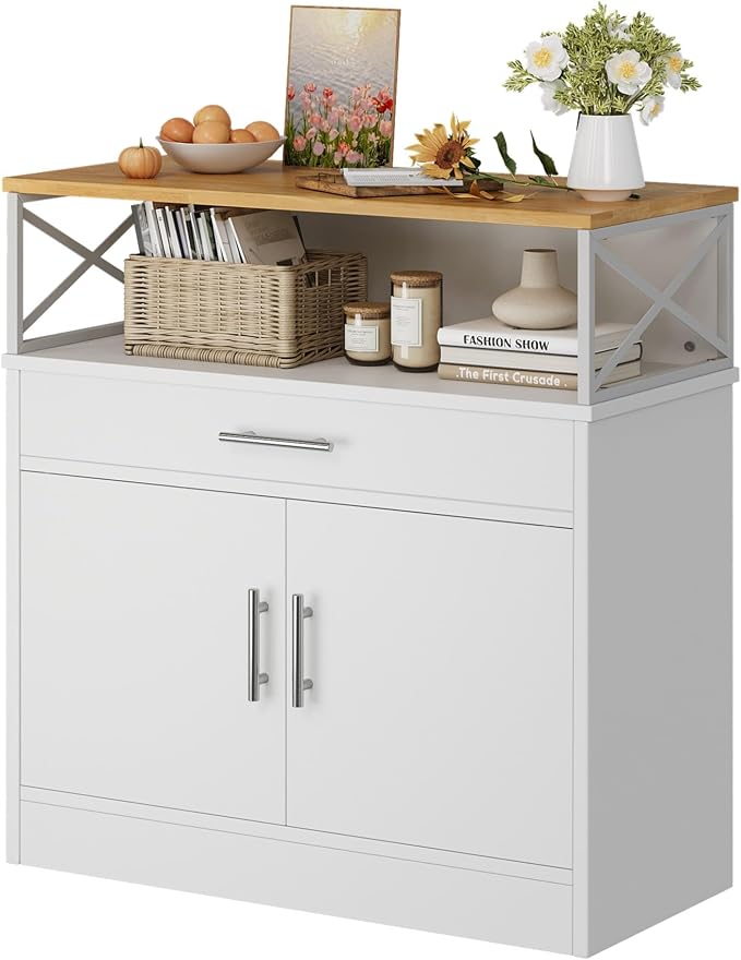 Vongrasig Coffee Bar Cabinet, Farmhouse Kitchen Storage Cabinet - Image 7