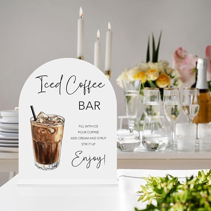 Iced Coffee Bar Sign Beverage Station Caffeinated Drinking Station Welcome - Image 3