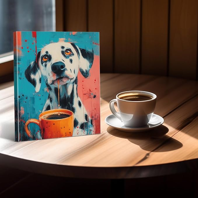Trendy Dalmatian Dog Coffee Bar Wall Art Print Dog Graffiti Poster Painting - Image 6