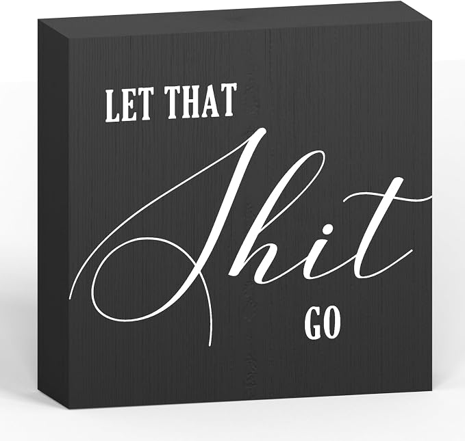 Funny Bathroom Decor Wood Box Sign, Restroom Shelf Decor by ENGVZ
