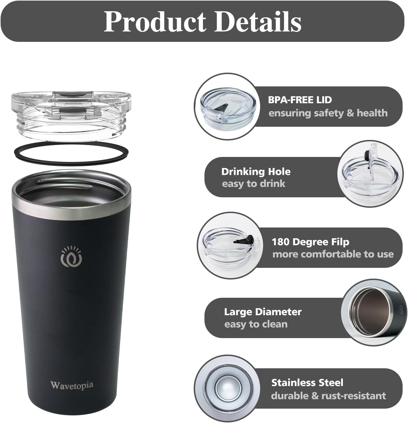 Insulated Coffee Mug with Lid, Reusable Stainless Steel Travel Coffee Cup, 16 Oz Double Wall Vacuum Spill Proof Tumbler Cups for Men and Women Hot & Cold Drinks（Olive）