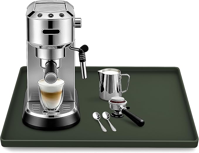 Silicone Coffee Maker Mat with Lip, 15.7'' x 11.8'' Heavy Duty Coffee Maker Mat by TOHONFOO