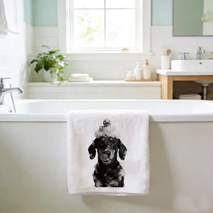 CUTHOLLOW Bath Dachshund Decorative Kitchen Towels Set of 4, 15.74"x23.62" Soft - Image 7