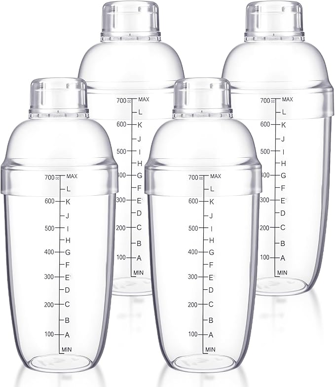 4pcs Plastic Cocktail Shaker 24oz/700ml Hand Drink Mixer by Unknown