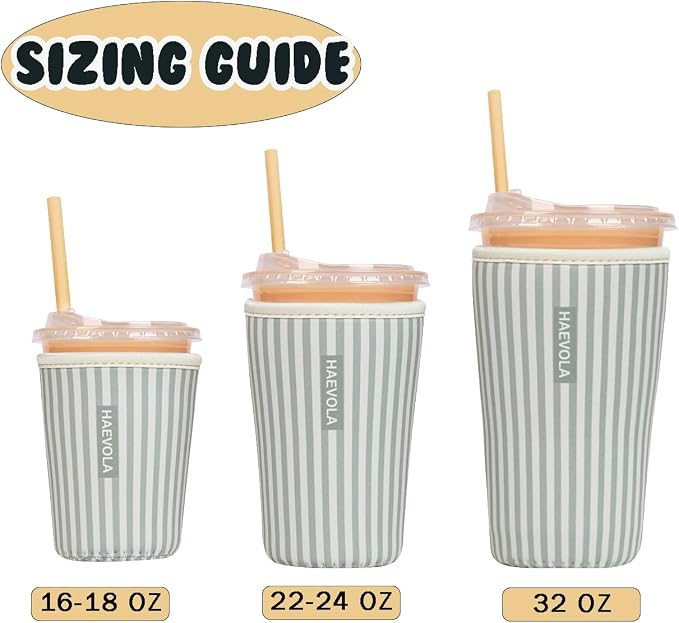 Reusable Insulated Neoprene Iced Coffee Cup Sleeve, Durable Drink Sleeve - Image 5