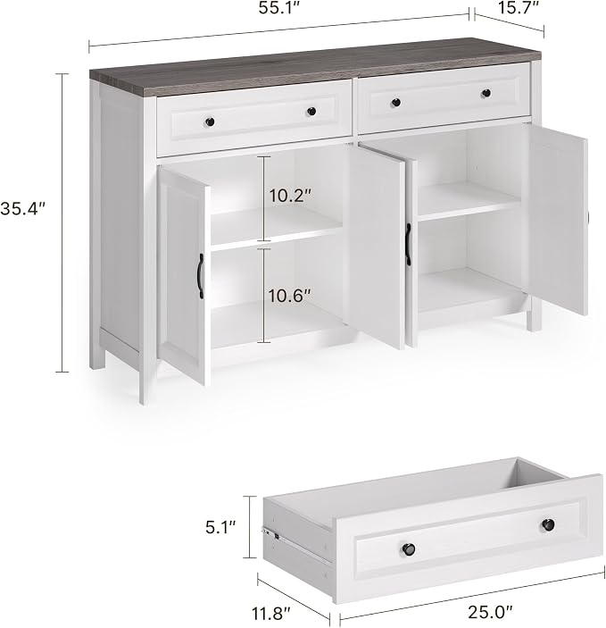 Gizoon Farmhouse Kitchen Sideboard Buffet Cabinet - Image 3