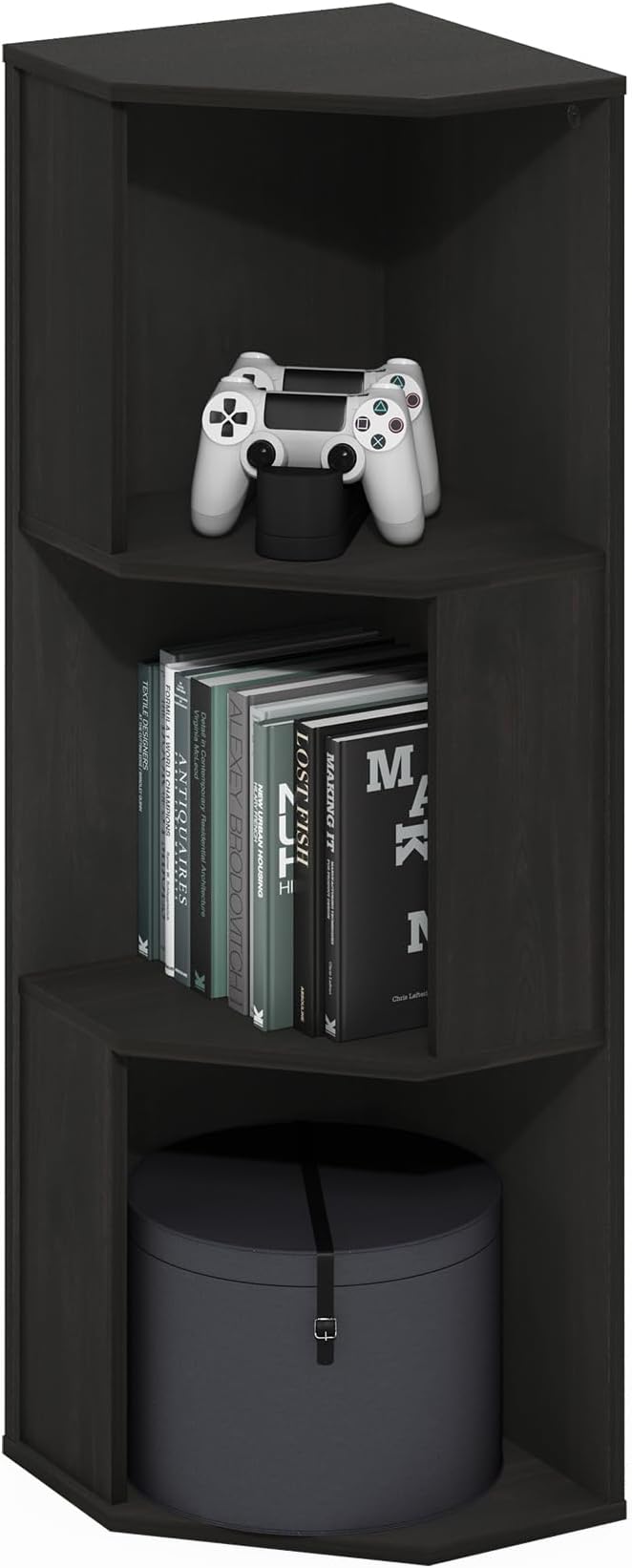 Furinno ECON Corner Shelf, 3-Tier Corner Book Shelf, Standing Storage Shelves by Furinno-FitsYourSpaceFitsYourBudget