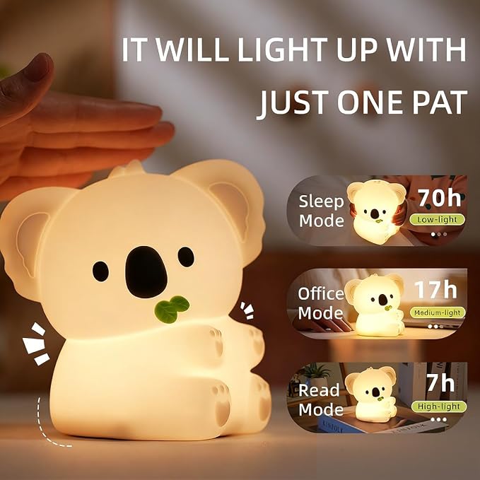 Koala Night Light for Adults Kids, Dimmable Bedside Lamp, Touch Control Night - Image 2