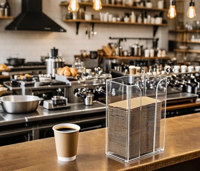 IEEK Coffee Cup Sleeve Holder, Kraft Paper Cup Sleeves Rack Dispenser - Image 4